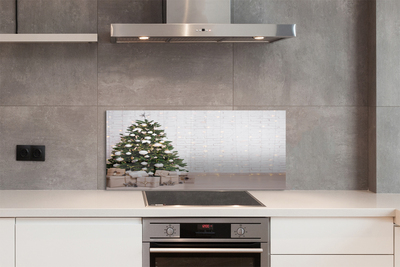 Painel de vidro Árvores de Natal, presentes, decorações