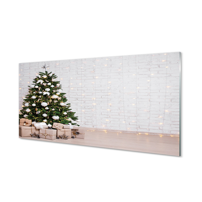 Painel de vidro Árvores de Natal, presentes, decorações
