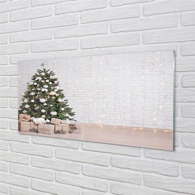 Painel de vidro Árvores de Natal, presentes, decorações