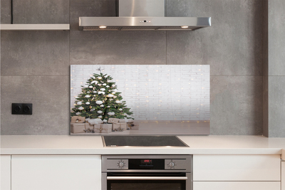 Painel de vidro Árvores de Natal, presentes, decorações