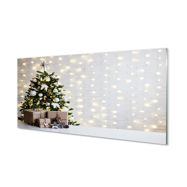 Painel de vidro Árvores de Natal, presentes, decorações