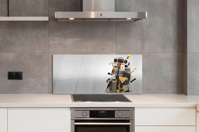 Painel de vidro Ukulele com microfone de rádio