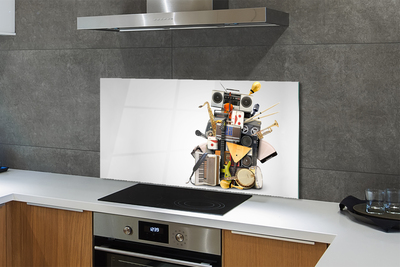 Painel de vidro Ukulele com microfone de rádio