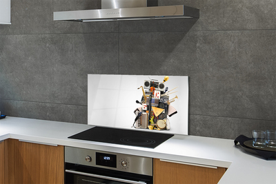 Painel de vidro Ukulele com microfone de rádio