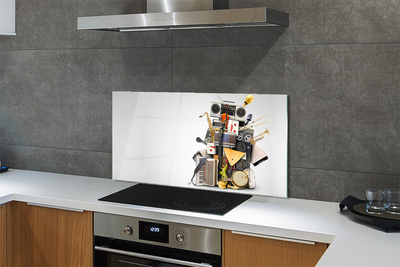 Painel de vidro Ukulele com microfone de rádio