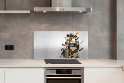 Painel de vidro Ukulele com microfone de rádio