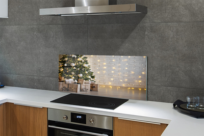 Painel de vidro Árvores de Natal, presentes, decorações