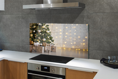 Painel de vidro Árvores de Natal, presentes, decorações