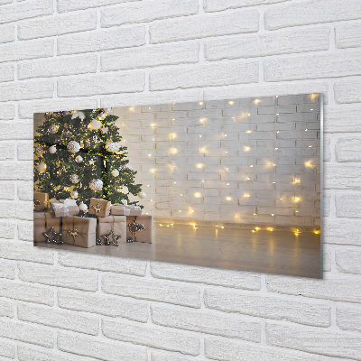 Painel de vidro Árvores de Natal, presentes, decorações