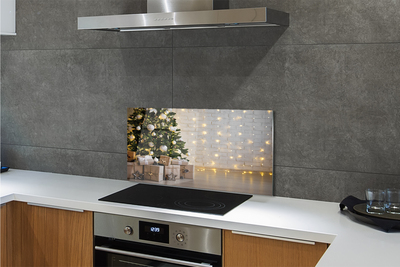 Painel de vidro Árvores de Natal, presentes, decorações