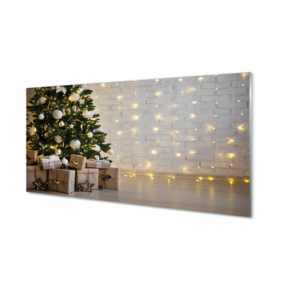 Painel de vidro Árvores de Natal, presentes, decorações