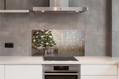 Painel de vidro Árvores de Natal, presentes, decorações