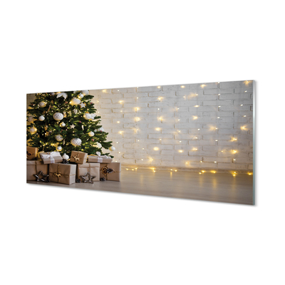 Painel de vidro Árvores de Natal, presentes, decorações