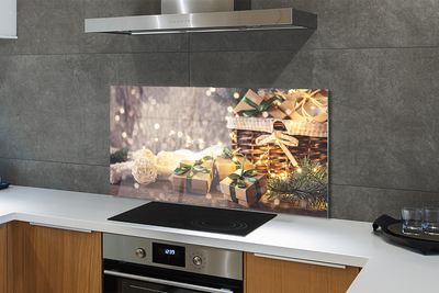 Painel de vidro Presentes galhos enfeites