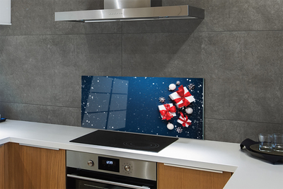 Painel de vidro Presentes enfeites de neve