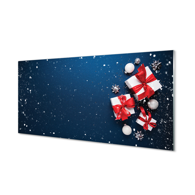 Painel de vidro Presentes enfeites de neve