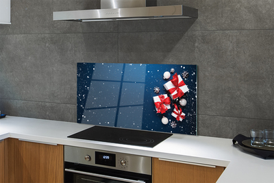 Painel de vidro Presentes enfeites de neve