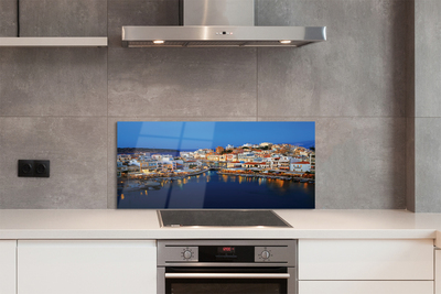 Painel de vidro Noite na Cidade Costeira da Grécia