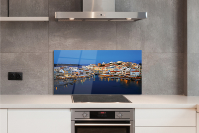 Painel de vidro Noite na Cidade Costeira da Grécia