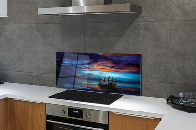 Painel de vidro Nuvens navio mar noite