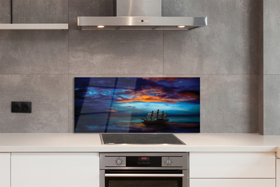 Painel de vidro Nuvens navio mar noite