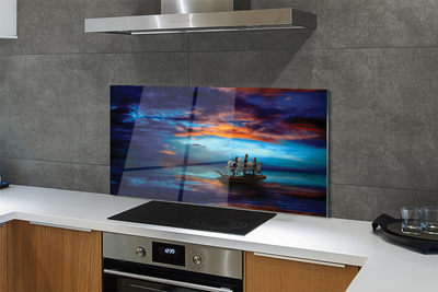 Painel de vidro Nuvens navio mar noite