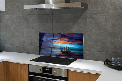 Painel de vidro Nuvens navio mar noite