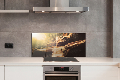 Painel de vidro Jesus feito de madeira