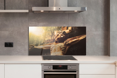 Painel de vidro Jesus feito de madeira