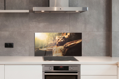 Painel de vidro Jesus feito de madeira