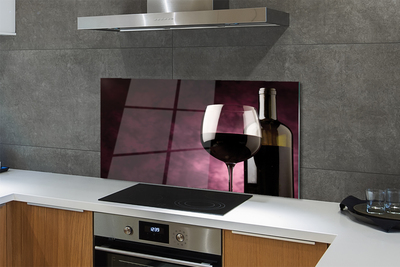 Painel de vidro Uma garrafa de fina e um copo