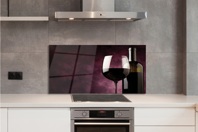 Painel de vidro Uma garrafa de fina e um copo