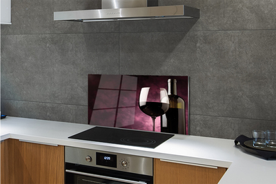 Painel de vidro Uma garrafa de fina e um copo