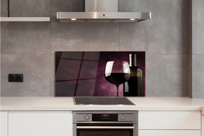 Painel de vidro Uma garrafa de fina e um copo