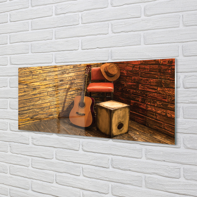 Painel de vidro Cadeira de chapéu de guitarra
