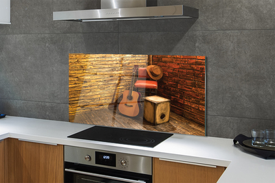 Painel de vidro Cadeira de chapéu de guitarra