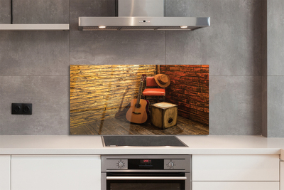 Painel de vidro Cadeira de chapéu de guitarra