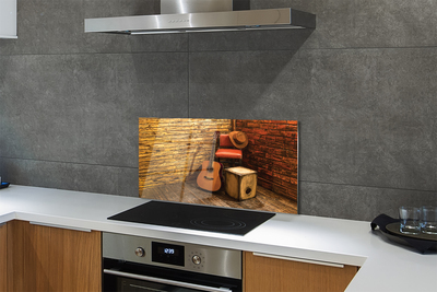 Painel de vidro Cadeira de chapéu de guitarra