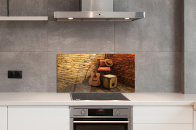 Painel de vidro Cadeira de chapéu de guitarra