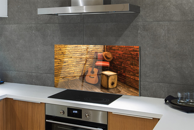 Painel de vidro Cadeira de chapéu de guitarra