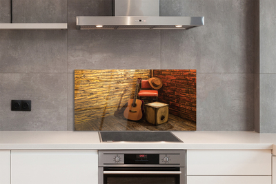 Painel de vidro Cadeira de chapéu de guitarra