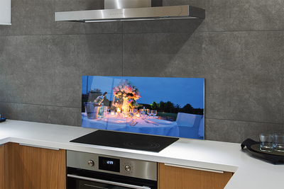 Painel de vidro Rosas de jantar, vinho, tulipas