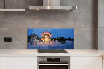 Painel de vidro Rosas de jantar, vinho, tulipas