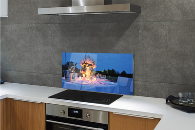 Painel de vidro Rosas de jantar, vinho, tulipas