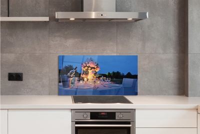 Painel de vidro Rosas de jantar, vinho, tulipas