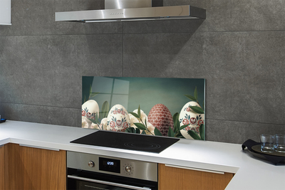 Painel de vidro Flores de folhas de ovo