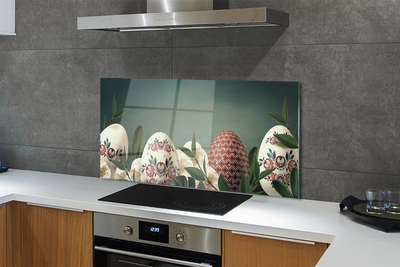 Painel de vidro Flores de folhas de ovo