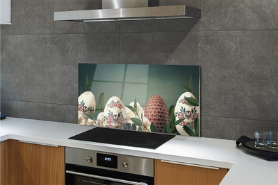 Painel de vidro Flores de folhas de ovo