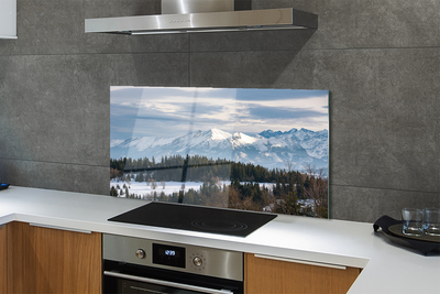 Painel de vidro Montanhas neve de inverno