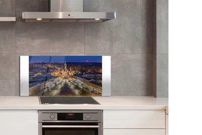 Painel de vidro Panorama da igreja noturna de Cracóvia